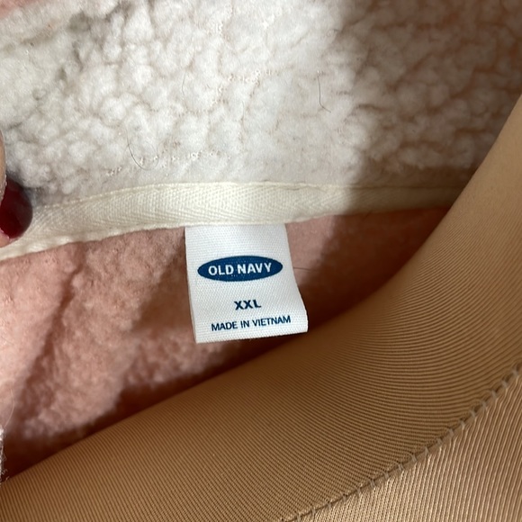 EUC Old Navy Cozy Sherpa Quarter-Zip Pullover in Pink and Cream Size XXL - Picture 6 of 9